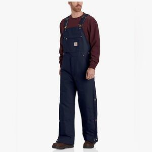 NWT Carhartt Men's Bib Overall Medium Regular Blue Loose Fit Firm Duck Insulated